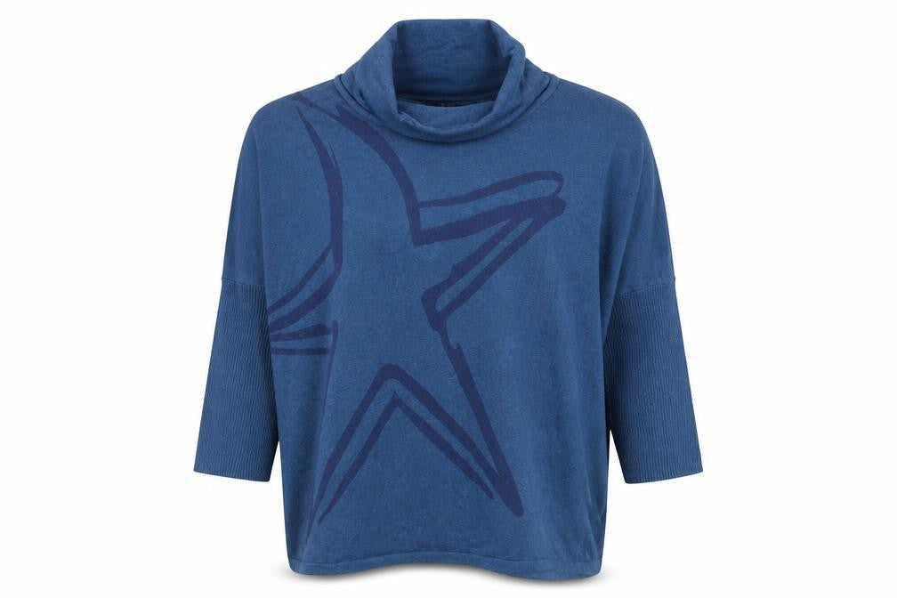 Womens UK Size L Marble Blue Pullover Jumper