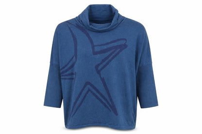 Womens UK Size L Marble Blue Pullover Jumper