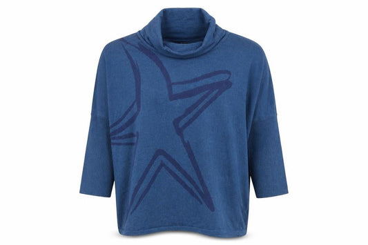 Womens UK Size L Marble Blue Pullover Jumper