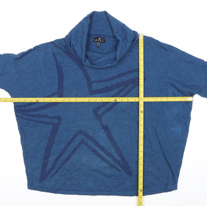 Womens UK Size L Marble Blue Pullover Jumper