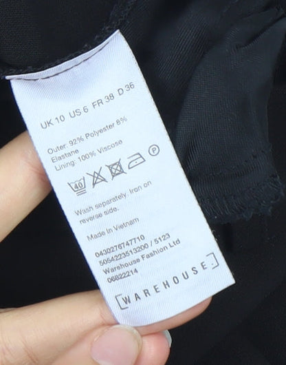 Womens UK Size 10 Warehouse Regular Fit BusinessCasualWorkwear Black Trousers