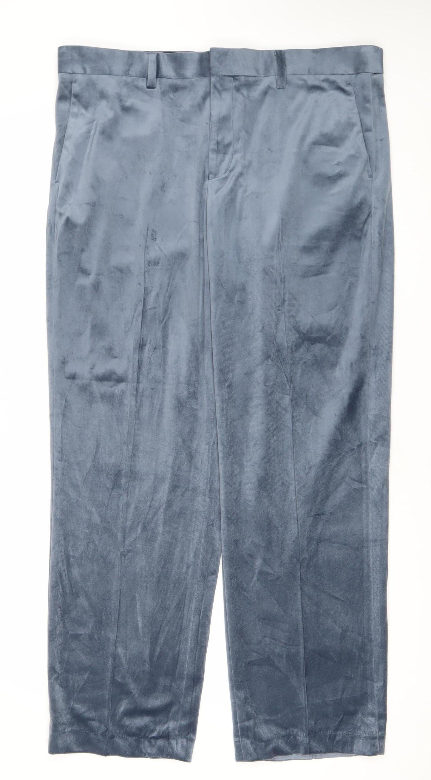 Topman Men’s Blue Velvet Dress Trousers W38 L32 Straight Formal