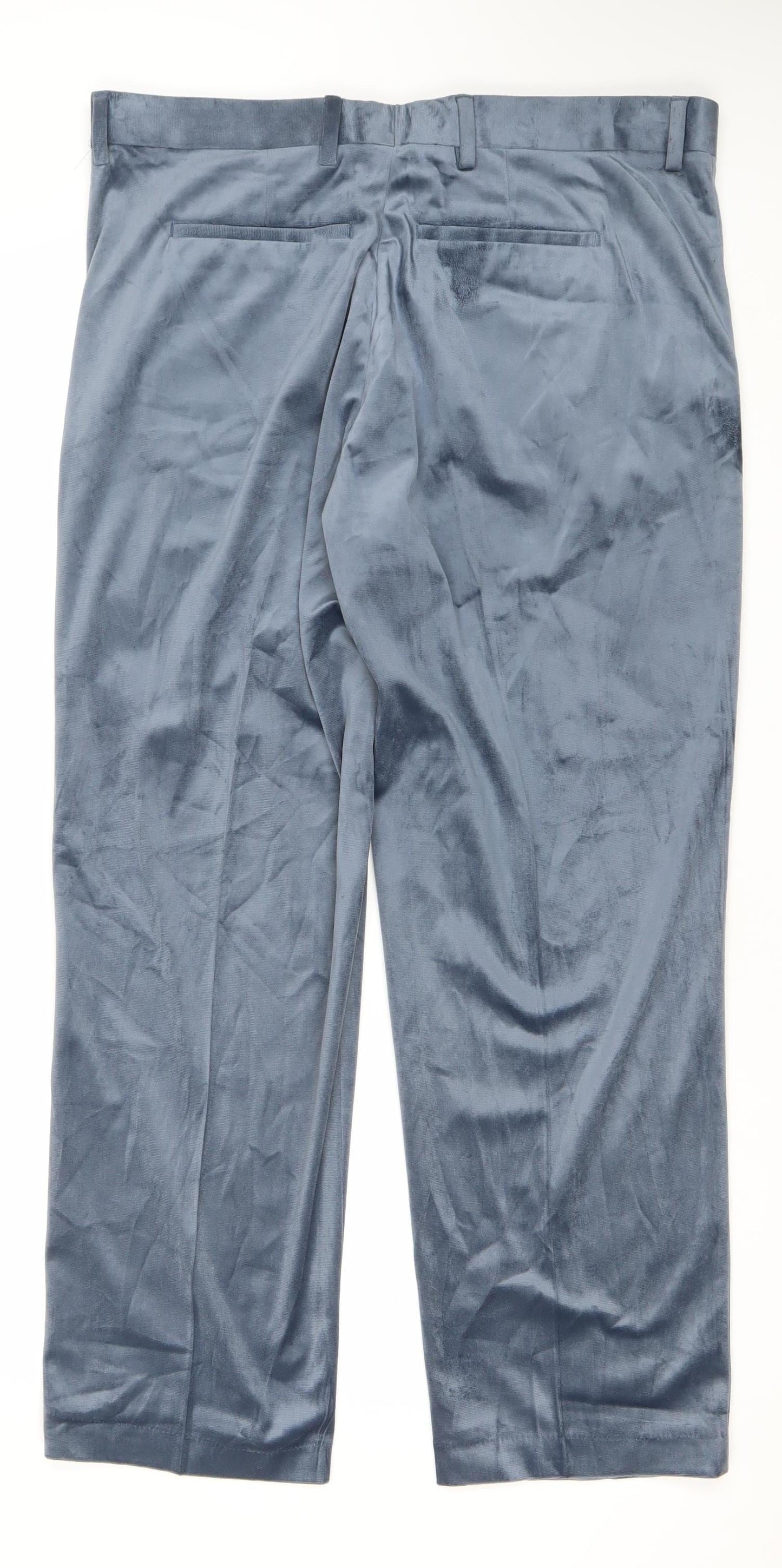 Topman Men’s Blue Velvet Dress Trousers W38 L32 Straight Formal