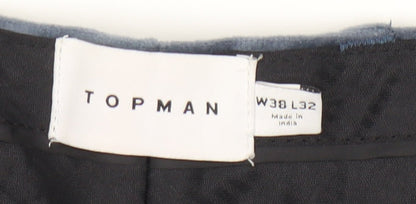 Topman Men’s Blue Velvet Dress Trousers W38 L32 Straight Formal