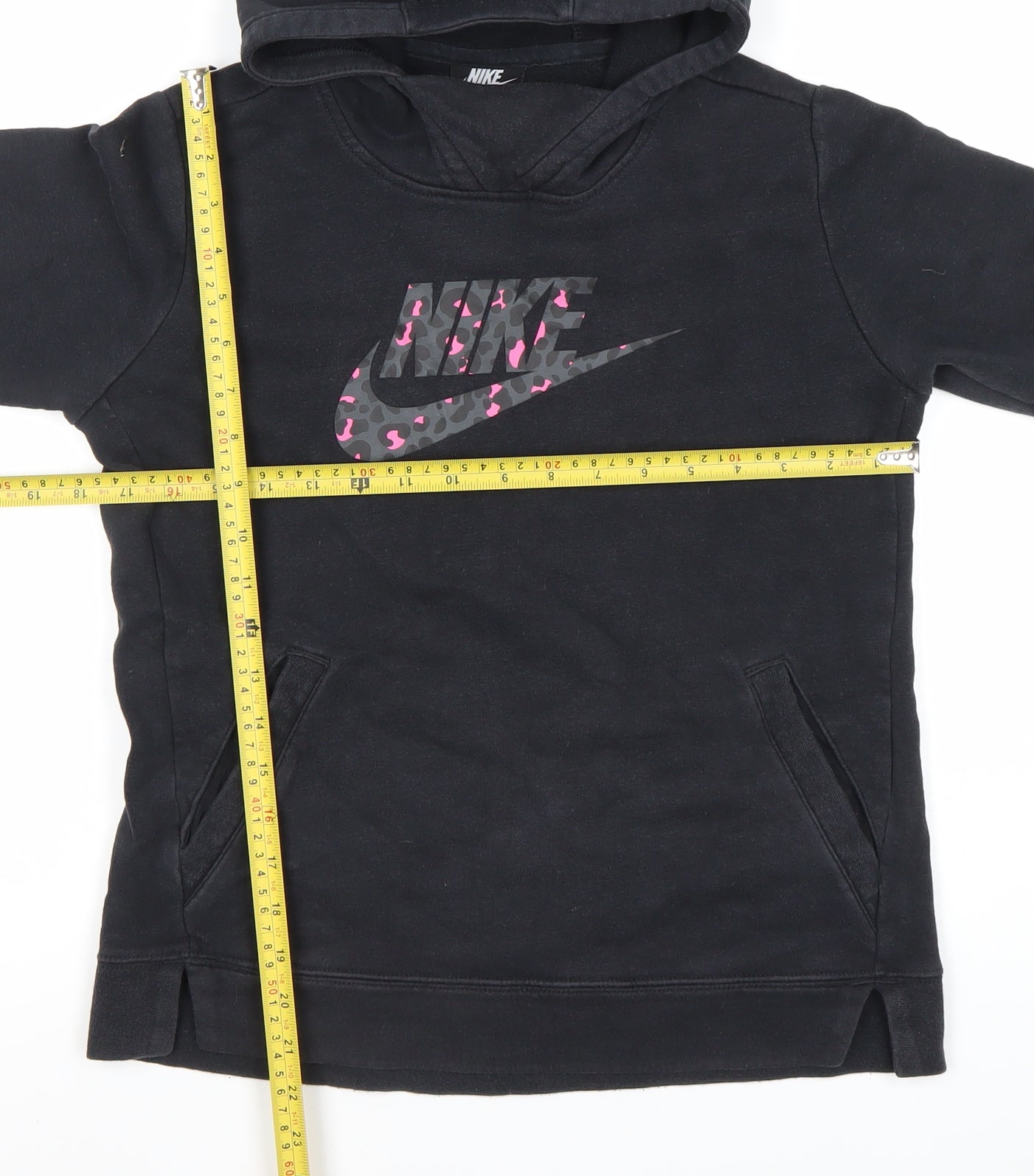 Nike Girls Black Pullover Hoodie XL 14-15 Years Logo Fleece Sweatshirt