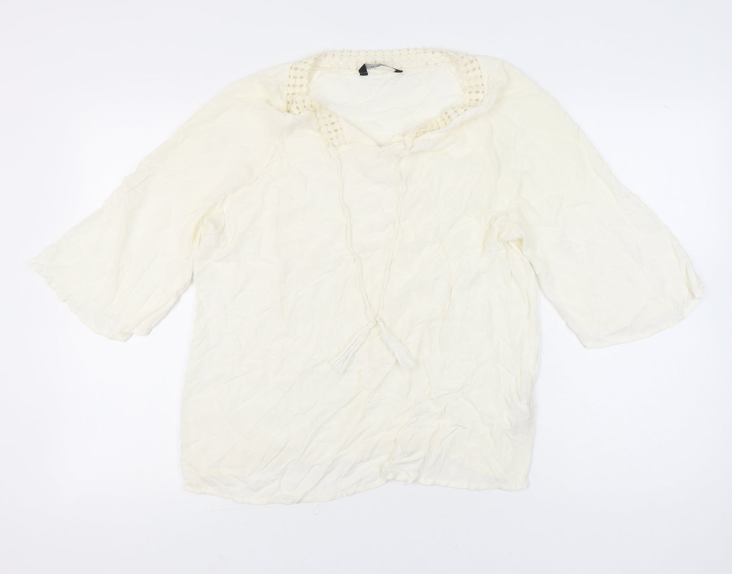 Womens UK Size 14 LC Waikiki Ivory Tunic Blouse