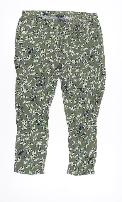 Maine New England Women’s Green Floral Relaxed Trousers Size 16S