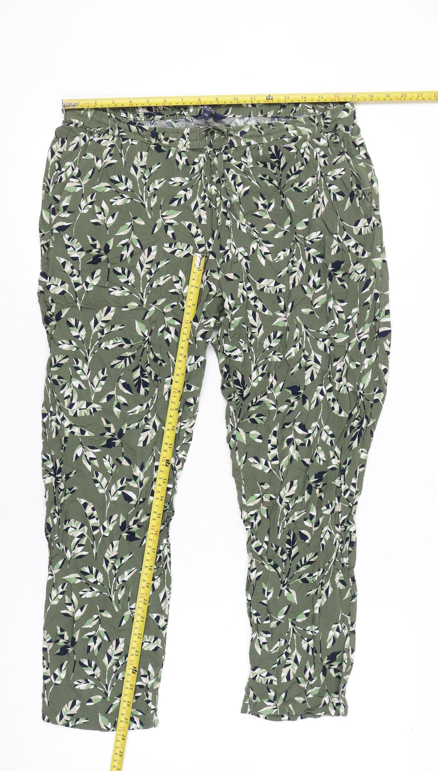 Maine New England Women’s Green Floral Relaxed Trousers Size 16S