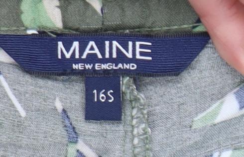 Maine New England Women’s Green Floral Relaxed Trousers Size 16S