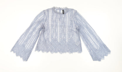 Womens UK Size 6 H&M Blue Cropped Blouse