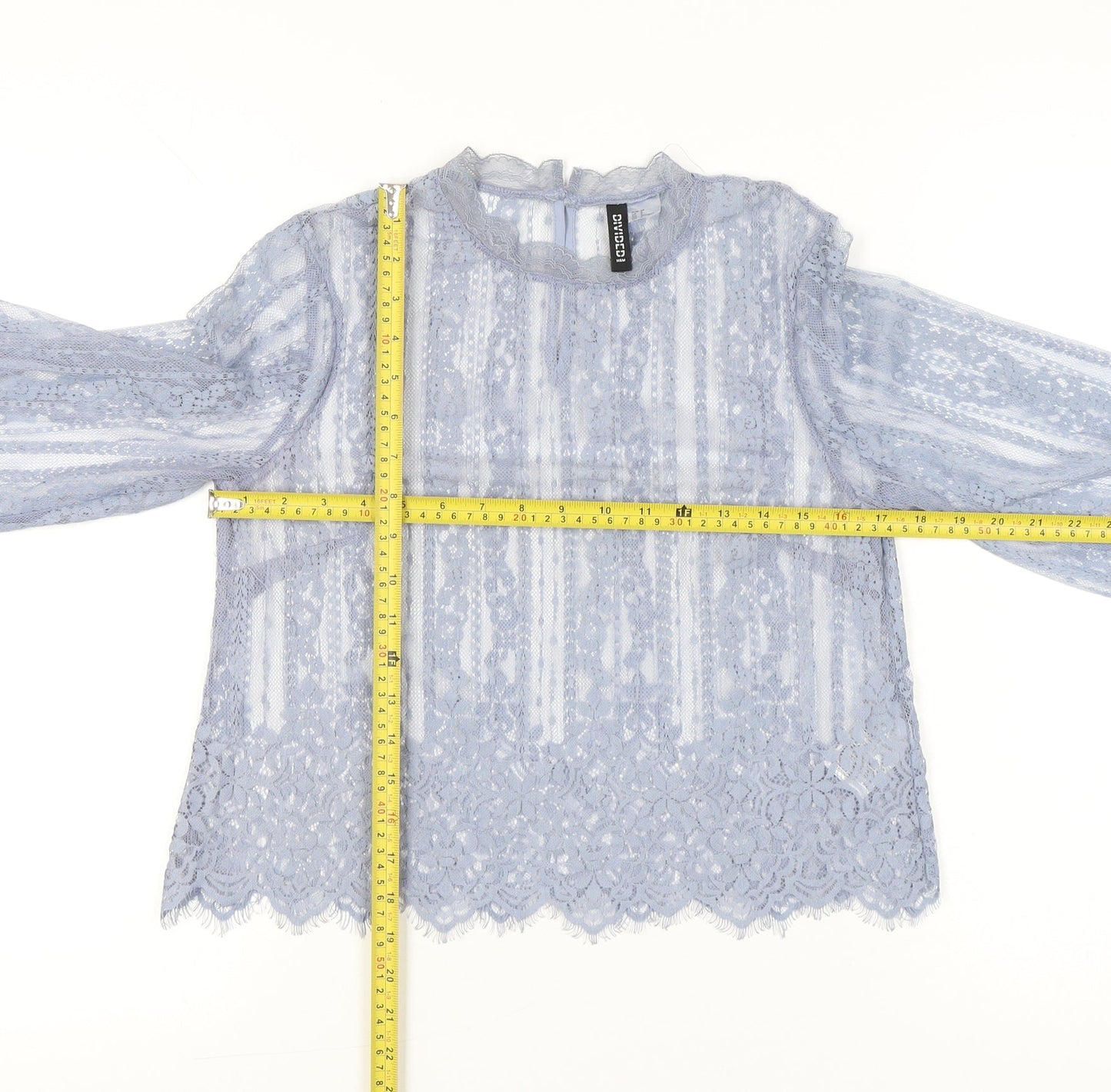 Womens UK Size 6 H&M Blue Cropped Blouse
