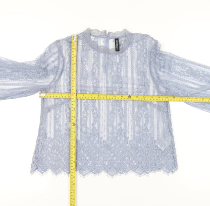 Womens UK Size 6 H&M Blue Cropped Blouse