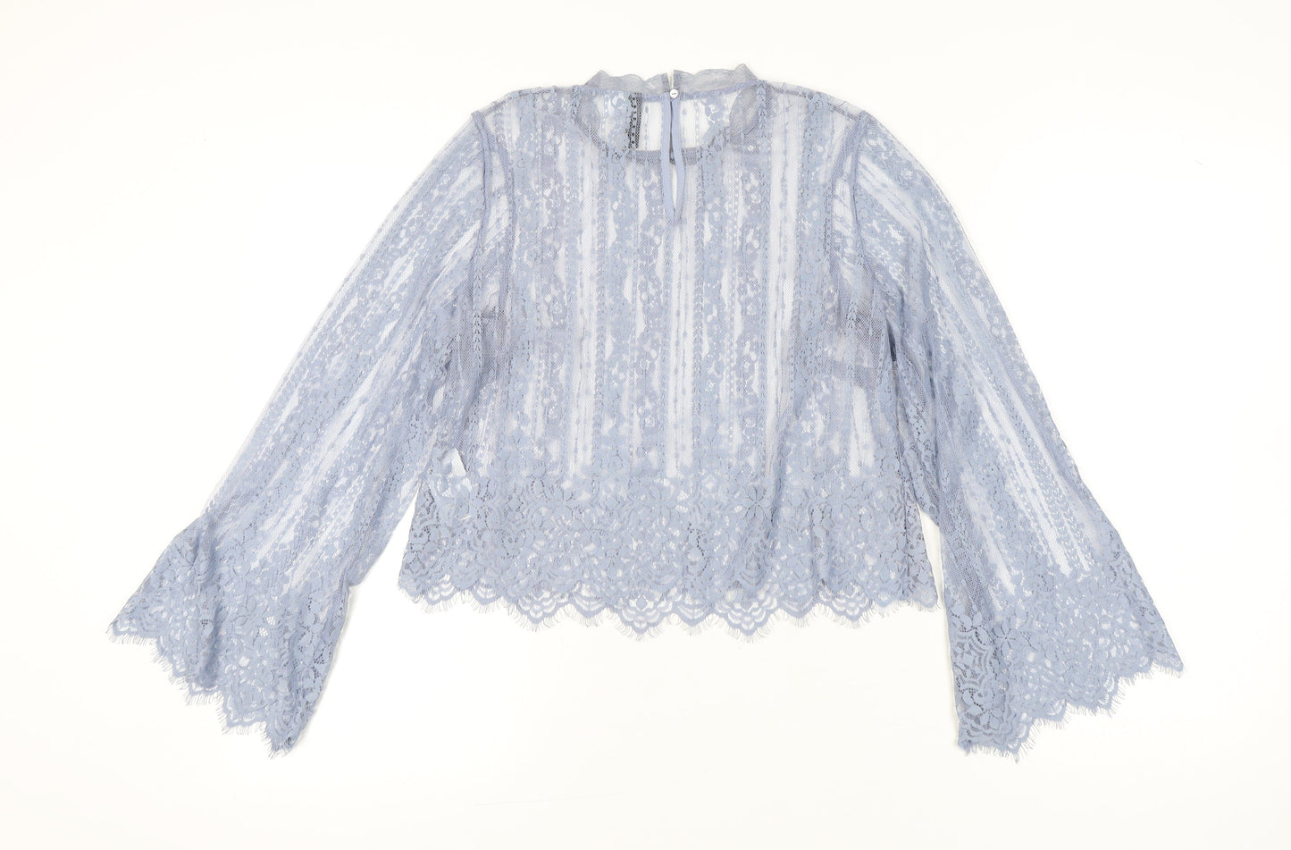 Womens UK Size 6 H&M Blue Cropped Blouse