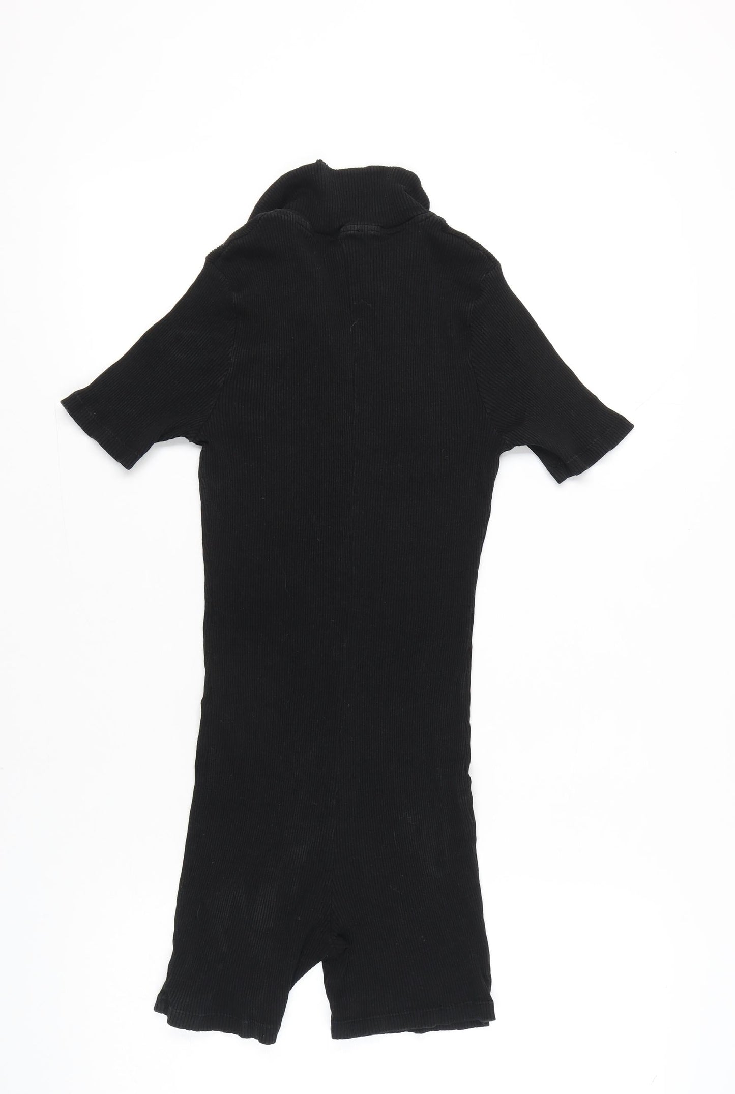 Boohoo Women’s Black Collared Short Sleeve Button Playsuit Size 14