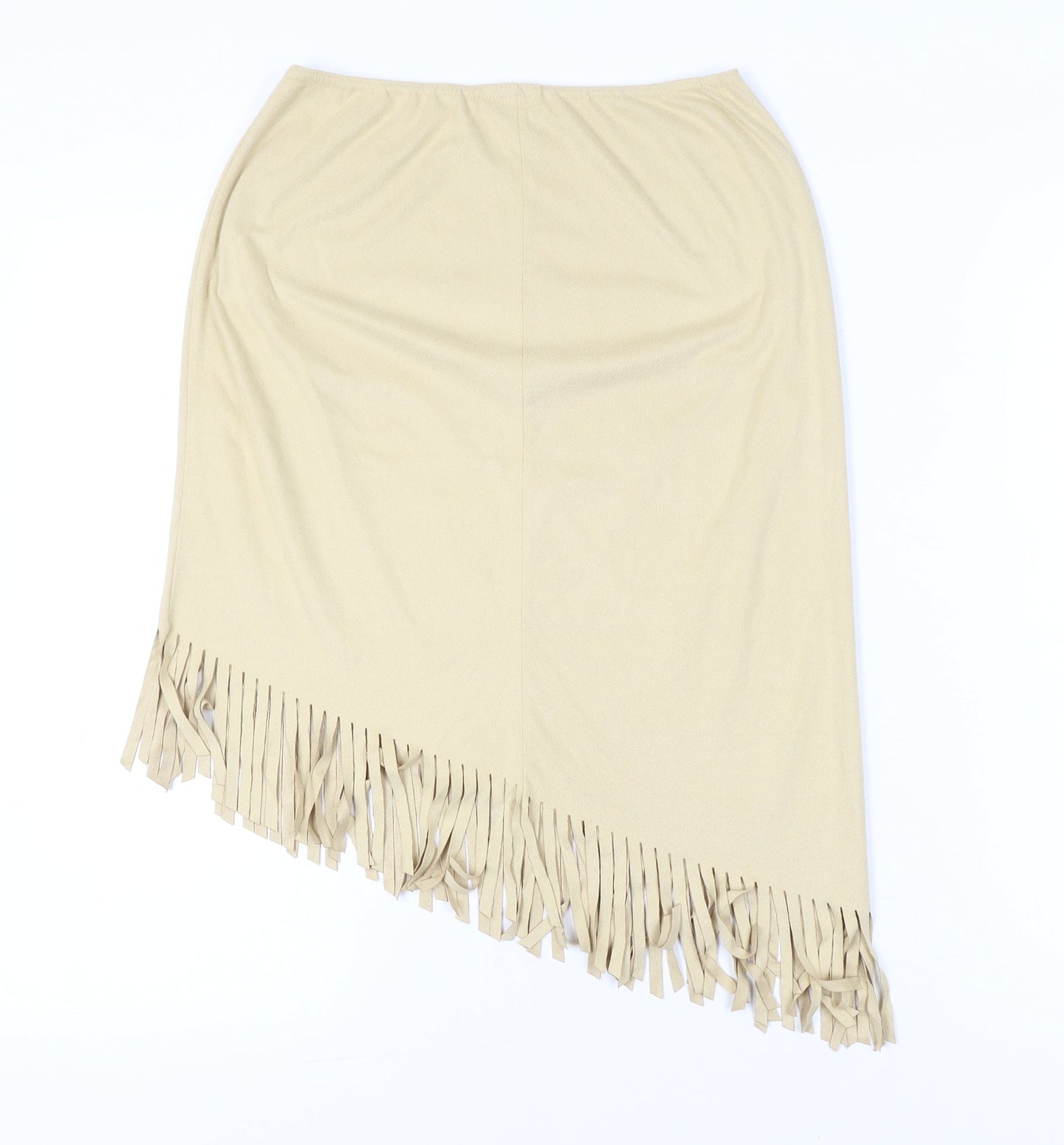 New Look Women Beige Suede Fringe Wrap Skirt Size 12 Boho Festival