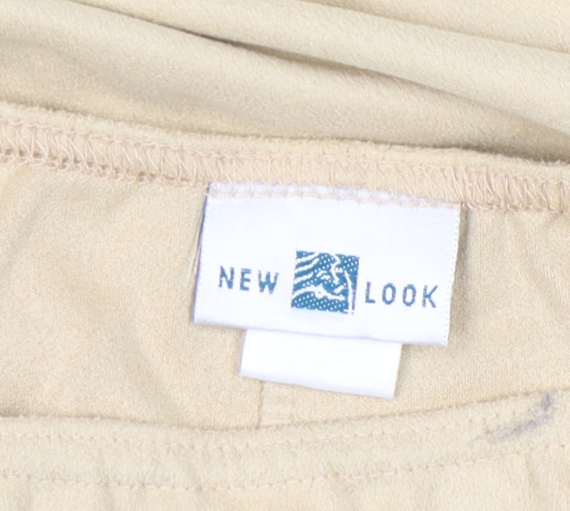 New Look Women Beige Suede Fringe Wrap Skirt Size 12 Boho Festival