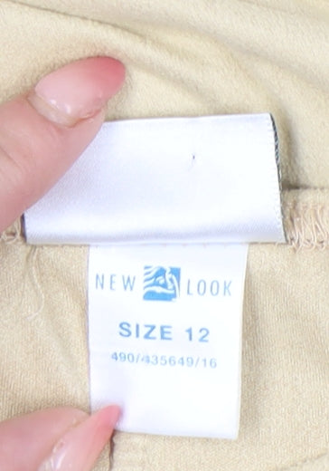 New Look Women Beige Suede Fringe Wrap Skirt Size 12 Boho Festival