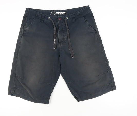 Sonneti Men's Black Cargo Shorts Size 34 Cotton Casual Summer