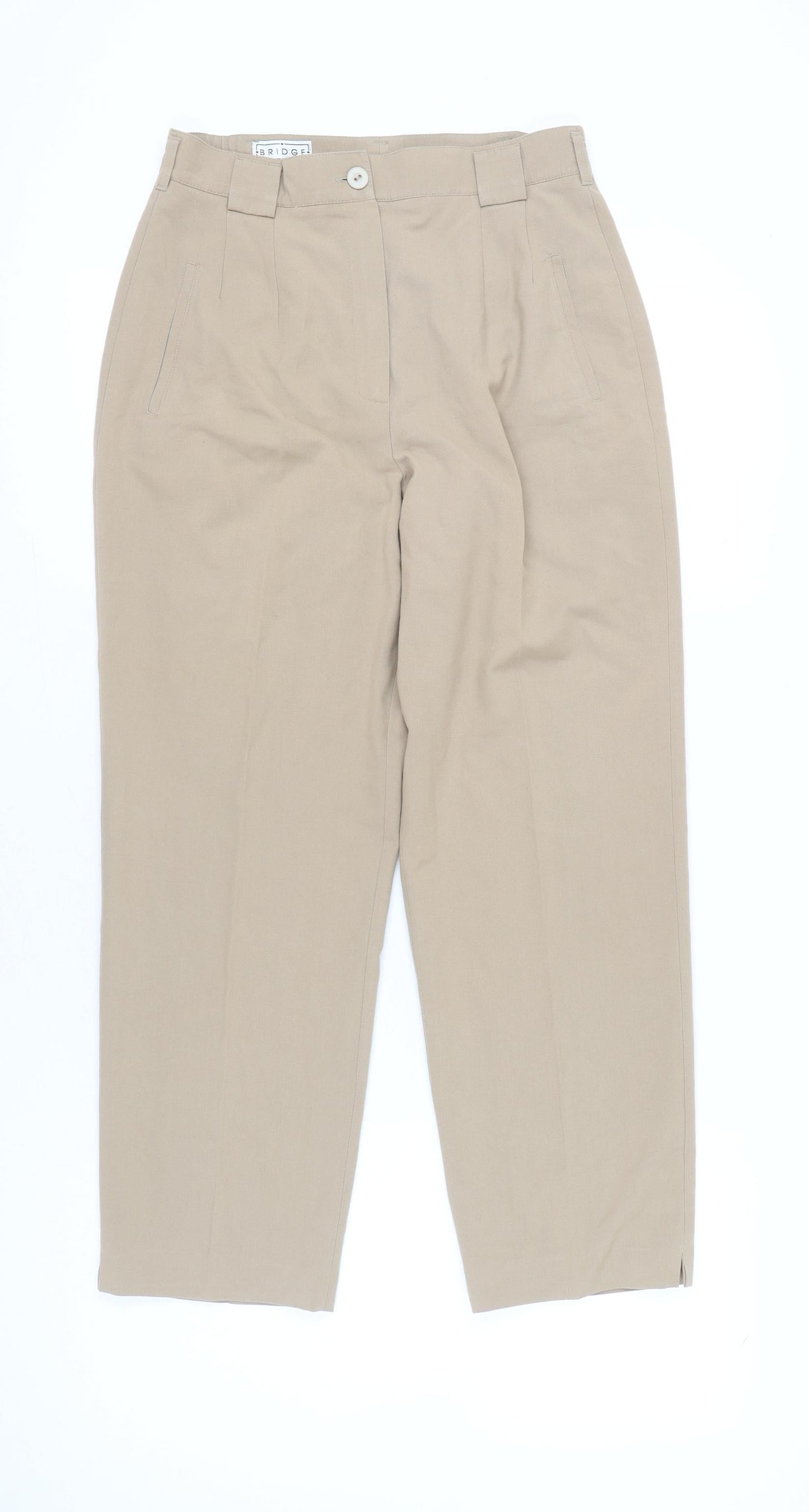 Bridge Womens Beige Chino Trousers Size 18 Straight Leg Pleated