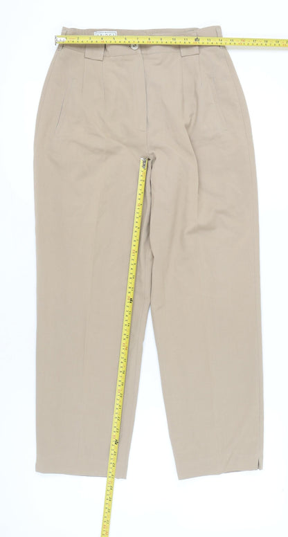Bridge Womens Beige Chino Trousers Size 18 Straight Leg Pleated