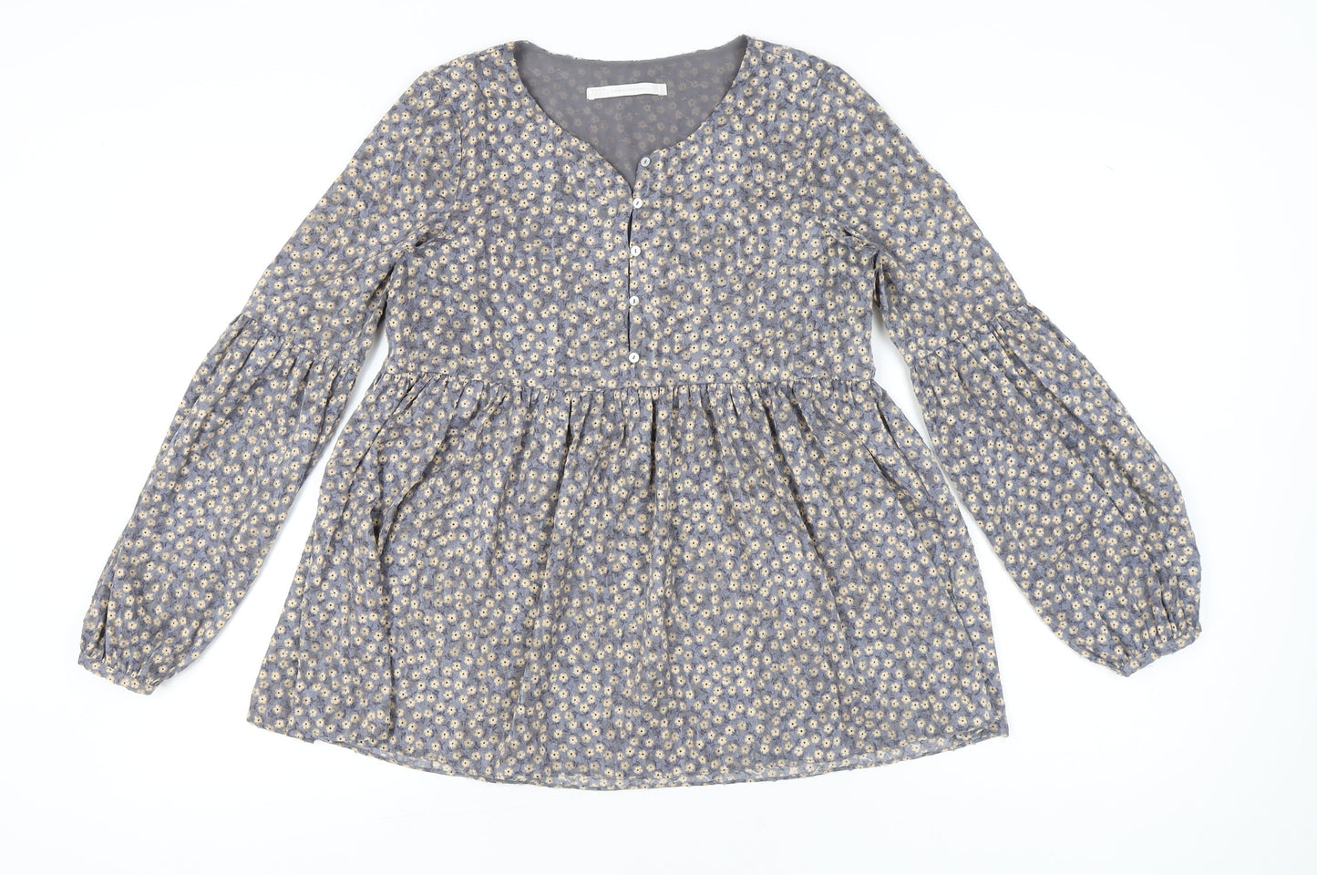 Womens UK Size 8 Zara Grey Tunic Blouse