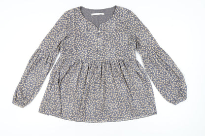 Womens UK Size 8 Zara Grey Tunic Blouse
