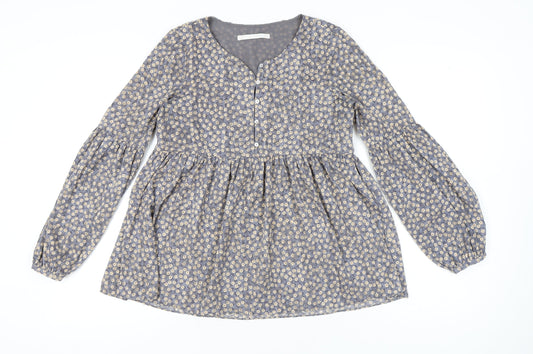 Womens UK Size 8 Zara Grey Tunic Blouse