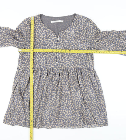 Womens UK Size 8 Zara Grey Tunic Blouse