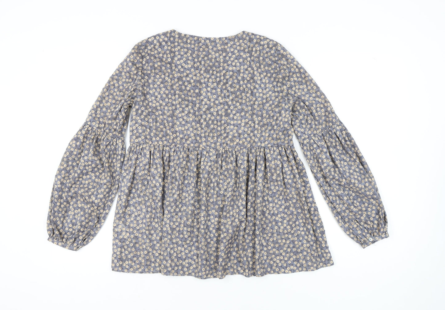 Womens UK Size 8 Zara Grey Tunic Blouse