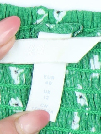Womens UK Size 12 H&M Green Cropped Blouse