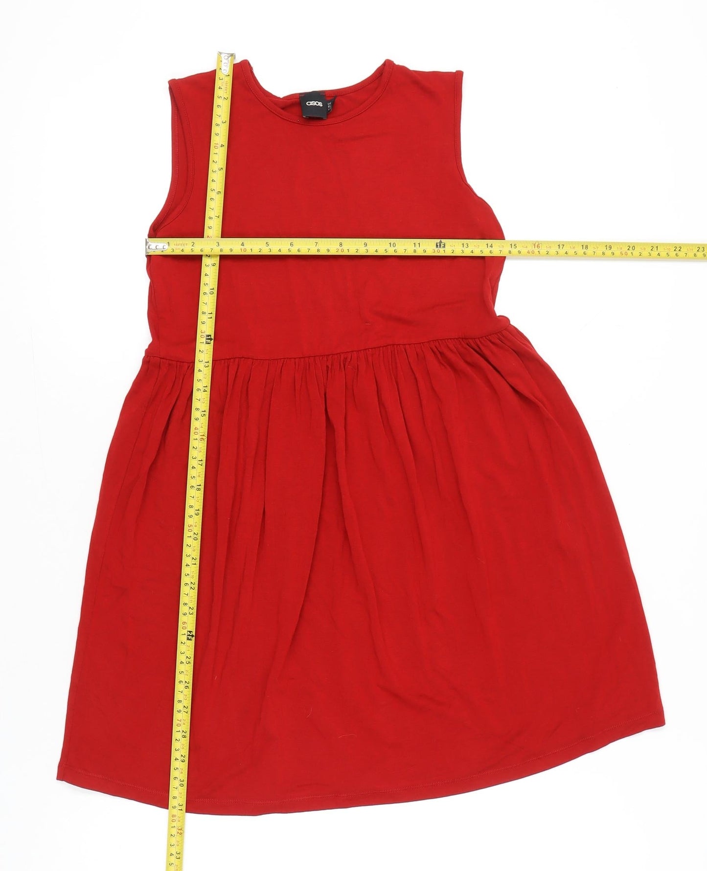 ASOS Women’s Red Skater Dress Size 6 Sleeveless Jersey Stretch