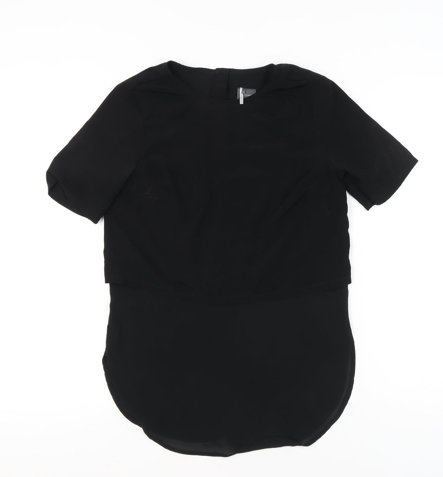Womens UK Size XS Sparkle & Fade Black Cropped Blouse