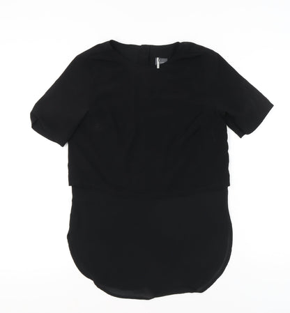 Womens UK Size XS Sparkle & Fade Black Cropped Blouse