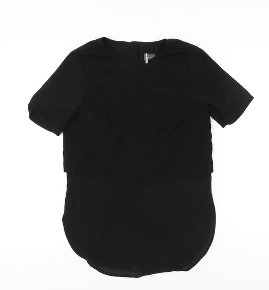 Womens UK Size XS Sparkle & Fade Black Cropped Blouse