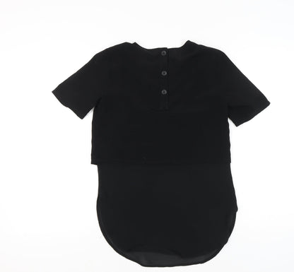 Womens UK Size XS Sparkle & Fade Black Cropped Blouse