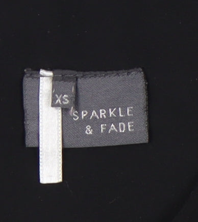 Womens UK Size XS Sparkle & Fade Black Cropped Blouse