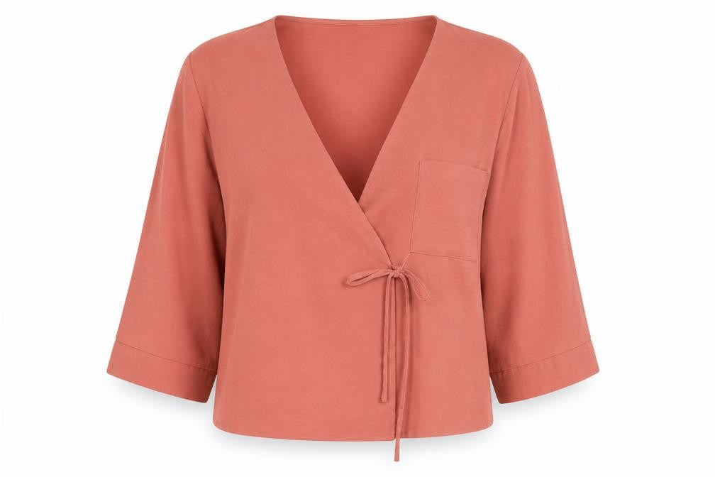Womens UK Size 10 Topshop Pink Wrap Blouse