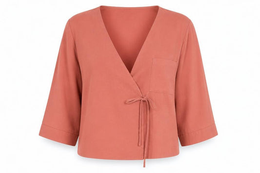 Womens UK Size 10 Topshop Pink Wrap Blouse