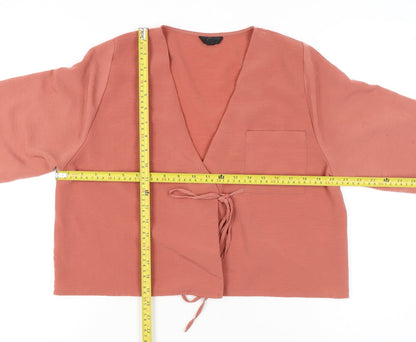 Womens UK Size 10 Topshop Pink Wrap Blouse