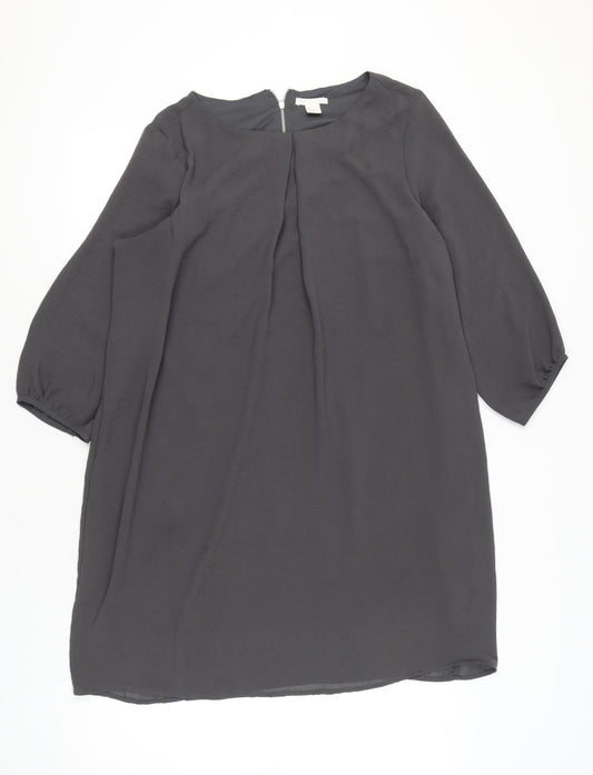 H&M Women’s Grey Size 16 Shift Dress 3/4 Sleeve Knee Length