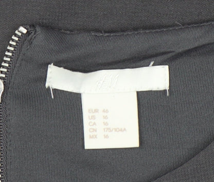 H&M Women’s Grey Size 16 Shift Dress 3/4 Sleeve Knee Length