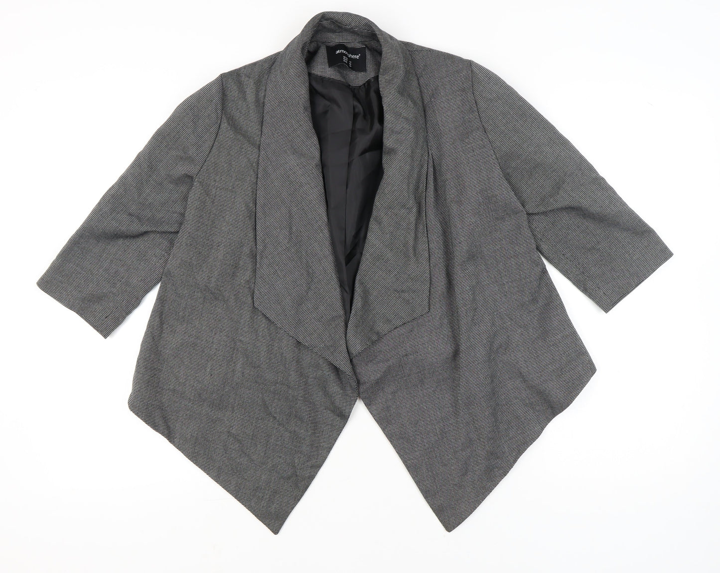 Atmosphere Women Grey Size 12 Shawl Lapel 3/4 Sleeve Blazer Jacket