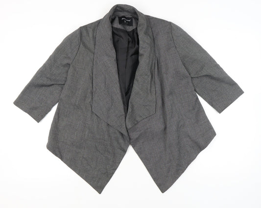 Atmosphere Women Grey Size 12 Shawl Lapel 3/4 Sleeve Blazer Jacket