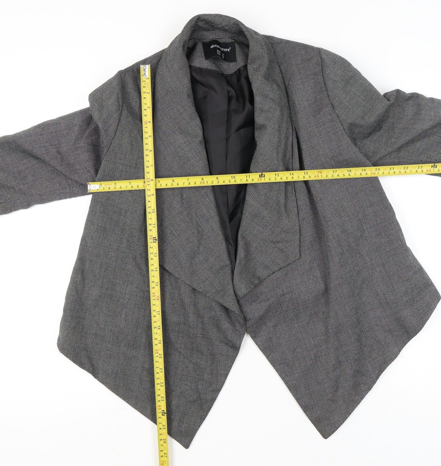 Atmosphere Women Grey Size 12 Shawl Lapel 3/4 Sleeve Blazer Jacket