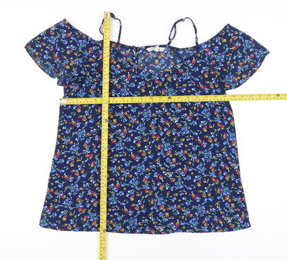 Womens UK Size 12 Peacocks Blue Tunic Blouse