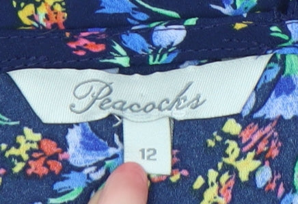 Womens UK Size 12 Peacocks Blue Tunic Blouse