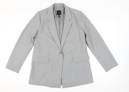 New Look Women’s Grey Blazer Size 14 Single-Breasted Work Jacket