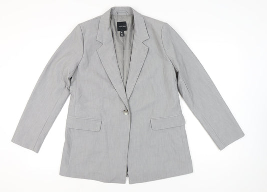 New Look Women’s Grey Blazer Size 14 Single-Breasted Work Jacket