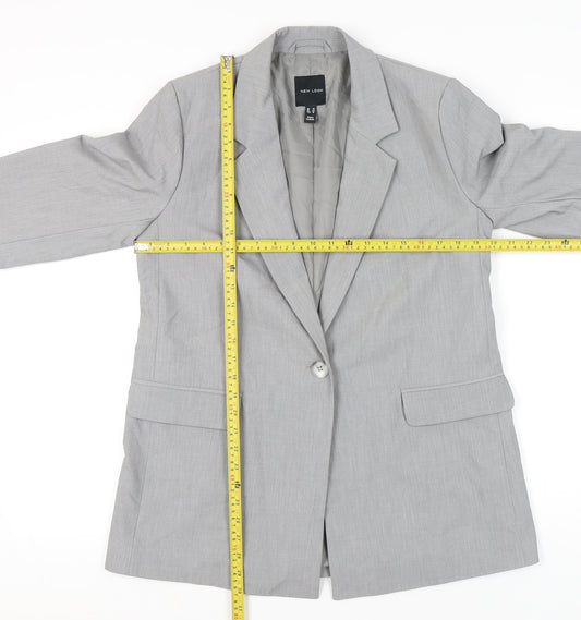 New Look Women’s Grey Blazer Size 14 Single-Breasted Work Jacket