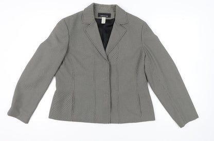 Jones New York Womens Grey Houndstooth Blazer Jacket Size 16